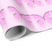ピンク蝶の光沢ラッピング紙 ラッピングペーパー (ロールコーナー)