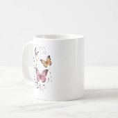 ピンク蝶の花の植物デザイン コーヒーマグカップ (正面左)