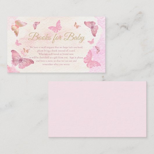 ピンク蝶の赤ちゃんシャワーベビー エンクロージャーカード (正面/裏面)