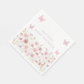 ピンク蝶の野の花 ベビーシャワー スタンダードランチョンナプキン (角)
