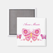 ピンク蝶カスタム文字 マグネット (正面/裏面)