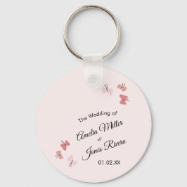 ピンク蝶ガーデンロマンチックシンプルな結婚の キーホルダー