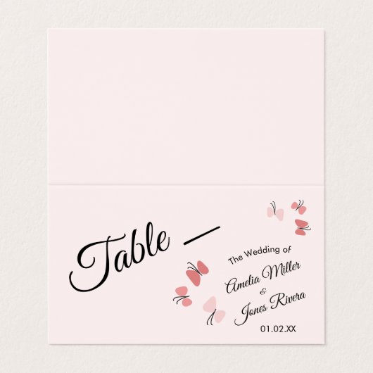 ピンク蝶ガーデンロマンチック結婚ズ 名刺 (外部フラット)