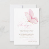 ピンク蝶ガールベビーシャワーサンキューカード サンキューカード (正面)