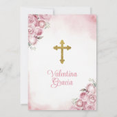 ピンク蝶ガール2nd誕生日バプテスマの花 招待状 (裏面)