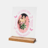 ピンク蝶キンセアニェラ アクリルサイン (傾斜)