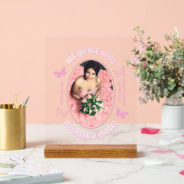 ピンク蝶キンセアニェラ アクリルサイン