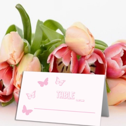 ピンク蝶キンセアニェラ プレイスカード