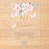 ピンク蝶キンセアニラ アクリル招待状 (正面)