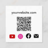 ピンク蝶ソーシャルメディアQRコード スクエア名刺 (裏面)