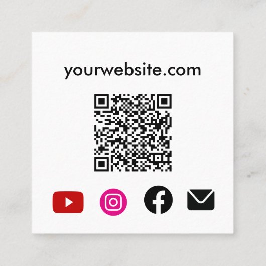 ピンク蝶ソーシャルメディアQRコード スクエア名刺 (裏面)