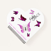 ピンク蝶パーソナライズされたハート雑誌 ノートブック (正面)