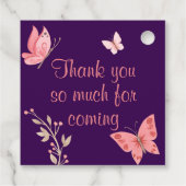 ピンク蝶フローラ紫ベビーシャワー フェイバータグ (裏面)