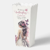 ピンク蝶フローラ結婚ズガウンブライダルシャワー フェイバーボックス (裏面)