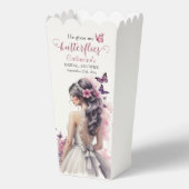 ピンク蝶フローラ結婚ズガウンブライダルシャワー フェイバーボックス (正面)