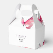ピンク蝶ホワイトベビーシャワー フェイバーボックス (裏面サイド)