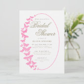 ピンク蝶ボーホフレームエレガントブライダルシャワー 招待状 (スタンド正面)