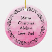 ピンク蝶マンダラクリスマス セラミックオーナメント (裏面)