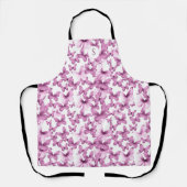 ピンク蝶モダンエレガントカスタムモノグラム エプロン (正面)