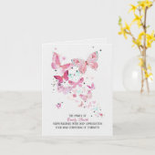 ピンク蝶悔やみや弔慰サンキューカード カード (黄色い花)