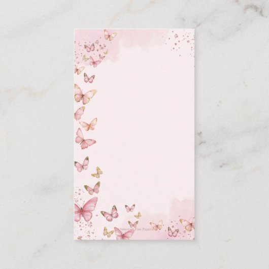 ピンク蝶Sweet sixteenキンセアニェラQR RSVP エンクロージャーカード (裏面)