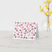 ピンク裁縫をテーマにしたノテカード カード (黄色い花)