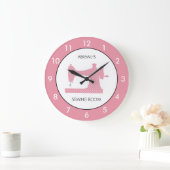 ピンク裁縫ルーパーソナライズされたム丸時計 ラージ壁時計 (ホーム)