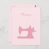 ピンク裁縫機パーソナライズされたサンキューカード ポストカード (正面/裏面)