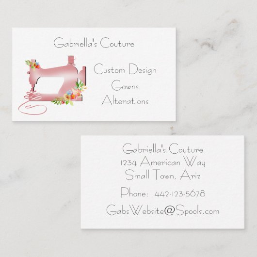 ピンク裁縫機械裁縫名刺 名刺 (正面/裏面)
