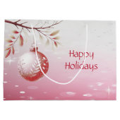 ピンク装飾クリスマスボールホリデー抱き枕 ラージペーパーバッグ (裏面)