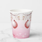 ピンク装飾クリスマスボールホリデー紙カップ 紙コップ (裏面)