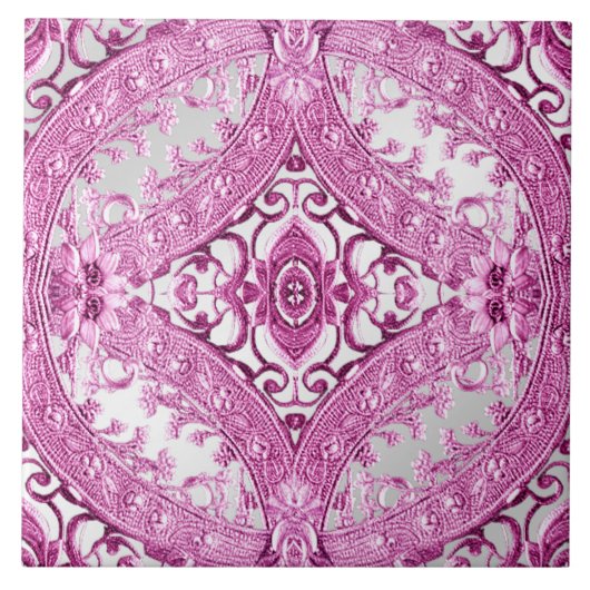 ピンク装飾フローラセラミックタイル タイル (正面)