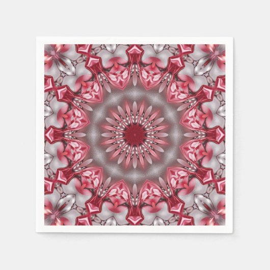 ピンク装飾ホリデーナプキン スタンダードカクテルナプキン (正面)