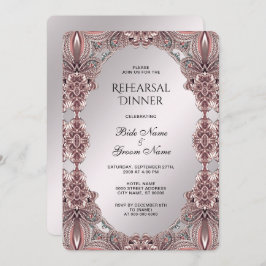 ピンク装飾リハーサルディナー招待状 招待状