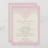 ピンク装飾宗教招待状 招待状 (正面/裏面)