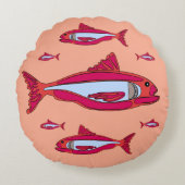 ピンク装飾用クッションと赤魚2025 ラウンドクッション (正面)