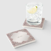 ピンク装飾石コースター ストーンコースター (横)