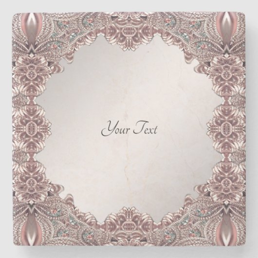 ピンク装飾石コースター ストーンコースター (正面)