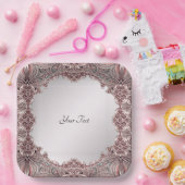 ピンク装飾紙プレート ペーパープレート (パーティー)