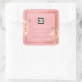 ピンク製品パッケージラベルバラ金ゴールドフレームロゴ スクエアシール (バッグ)