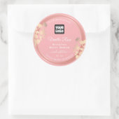 ピンク製品パッケージラベルバラ金ゴールドフレームロゴ ラウンドシール (バッグ)