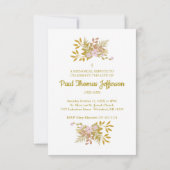 ピンク親愛と金ゴールドの記念フローラ ノートカード (裏面)