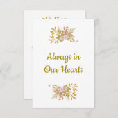 ピンク親愛と金ゴールドの記念フローラ ノートカード (正面/裏面)