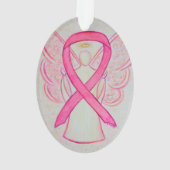 ピンク認識度リボンエンジェルオーナメントペンダント オーナメント (裏面)