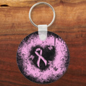 ピンク認識度リボングランジハート キーホルダー (正面)