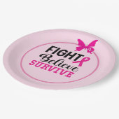 ピンク認識度付き乳がんリボン ペーパープレート (アングル)