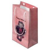 ピンク誕生日に黒いハートのゴシックラグドール スモールペーパーバッグ (正面アングル)