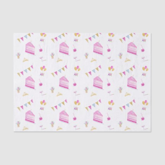 ピンク誕生日のシャンパンとティアラ 薄葉紙 (正面)