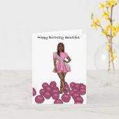 ピンク誕生日カード カード (黄色い花)