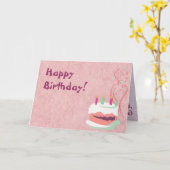 ピンク誕生日カード カード (黄色い花)